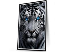 Generic Diamond Art Kit White Tiger Animal 5D Round Drill AB Diamond | 17x26 Inch Full Drill Resin Rhinestone Canvas DIY Wall Art Adults Home Decor Living Room Bedroom Tools Included