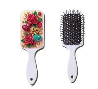 Generic Diamond Dots Paintings Cushion Comb Partial Drill Crystal Art Combs Paint by Diamond Irregularly Shaped Birthday Gift for Women & Friends (Leopard Print Roses)
