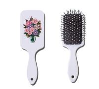 Generic Diamond Dots Paintings Cushion Comb Partial Drill Crystal Art Combs Paint by Diamond Irregularly Shaped Birthday Gift for Women & Friends (Vase of Flowers)