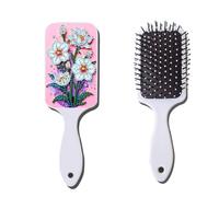 Generic Diamond Dots Paintings Cushion Comb Partial Drill Crystal Art Combs Paint by Diamond Irregularly Shaped Birthday Gift for Women & Friends (Pink Background Lilies)