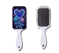 Generic Diamond Dots Paintings Cushion Comb Partial Drill Crystal Art Combs Paint by Diamond Irregularly Shaped Birthday Gift for Women & Friends (Blue Purple Rose)