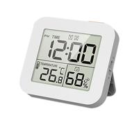 Generic Digital Bathroom & Kitchen Clock with Alarm, Waterproof Shower Timer, Temperature & Humidity Display, White, 9.15*8.55*2.25cm