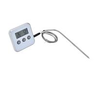 Generic Digital Meat Thermometer with 3 Touch Buttons and Probe for Cooking Baking BBQ, Timer Function, Manual Setting Mode, Magnetic Back for Oven (White)