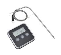 Generic Digital Meat Thermometer with 3 Touch Buttons and Probe for Cooking Baking BBQ, Timer Function, Manual Setting Mode, Magnetic Back for Oven (Black)