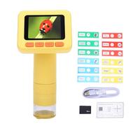 Generic Digital Microscope for Kids, 50X-1000X Magnification Handheld Portable 1080P Microscope with 2 Inch IPS Screen and 8 LED Lights, for Children Science Educational (W2 Yellow with 32GB MicroSD