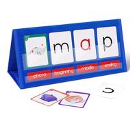 Generic Dinosaur Mashers Pocket Chart Tent Flash Card Kit Word Phonics Game Mixing Board For Kindergarten Reading And Spelling Terrifying (Blue, 38x18x3)