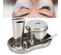 Generic Disinfection Kit Stainless Steel Set for Beauty Salons, Includes Tweezer, Disinfection Tray, Drum, Tank, 4pcs (Medium size - sterilization tray + jar + bucket)
