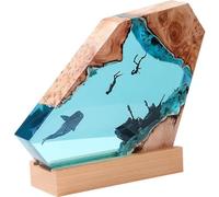 Generic Diver and Humpback Lights Resin Night Light Ocean Themed Led Beside Lamp Wedding Desktop Lamp Cute Night Light