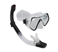 Generic Diving Goggles Ultra Clear Silicone Glass Plastic Comfortable Snorkel for Underwater Swimming (Black White)