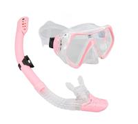 Generic Diving Goggles Ultra Clear Silicone Glass Plastic Comfortable Snorkel for Underwater Swimming (Pink)
