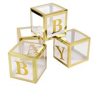 Generic DIY Baby Balloon Box with Letters Safe Harmless Paper Plastic Clear Boxes, Perfect for Birthday Background, Balloon Decoration, 4 X 9.8 X 9.8in