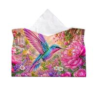 Generic DIY Diamond Art Tissue Box Holder Bird PULeather Diamond Art Desktop Organizer Resin Rhinestone Storage Organizers Gem Art Home Office Decor Craft Gift for Women