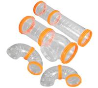 Generic DIY Hamster Cage Tube External Adventure Tunnel Connector Kit for Guinea Pig Hideouts with Clear Sturdy Pipes Expandable Pet Playground for Small Animals and Rats