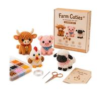 Generic DIY Kit, 3D Beaded Animals DIY Craft Set, Handmade Animal Bead Embroidery for Adults Teens, Complete with Instructions, Includes All Materials, Easy for Beginners, Animal Decor (Farm Cuties)
