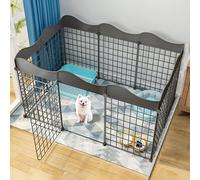 Generic DIY Pet Playpen for Small Animals - Versatile Dog Play Pen with Door & Floor Mats - Ideal for Cats and Puppies - Black
