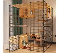 Generic DIY Small Animal Playpen for Cats and Rabbits - Enclosed Cat Cage with Door and Litter Box(111 * 95 * 145cm)