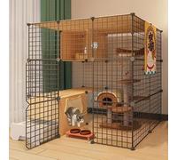 Generic DIY Small Animal Playpen for Cats and Rabbits - Enclosed Cat Cage with Door and Litter Box(111 * 95 * 109cm)
