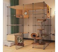 Generic DIY Small Animal Playpen for Cats and Rabbits - Enclosed Cat Cage with Door and Litter Box(147 * 95 * 145cm)