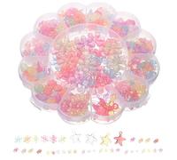 Generic DIY Transparent Acrylic Flower & Sea Star Beads Set, Colorful Glitter Beads for Bracelet Making, Jewelry Craft Supplies Box for Creative DIY Accessories