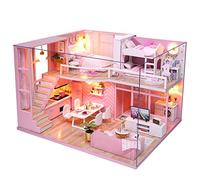 Generic Dock House Accessories Wood 31 × 24 × 7 DIY Miniature Girl Wood Dollhouse Model Kit Toy