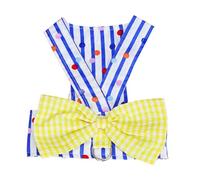 Generic Dog Harness and Leash, Dog Dress Harness, Breathable, Stylish, Soft Bow Decor, Stripped Metal Buckle for Summer (M)