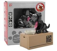 Generic Dog Piggy Bank, Hungry Dog Money Box, My Dogs Piggy Bank, Puppy Money Saving Box,Saving Pot Electronic Money Saver Robotic Automatic for Kids Birthday Gift (Black)