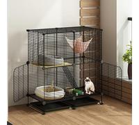 Generic Dog Playpen - Outdoor Pet Rabbit Enclosure, Small Animal Cage with Door, Indoor/Outdoor Metal Foldable Dog Playpen - White(75cm*39cm*84cm)