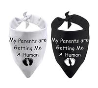 Generic Dog Pregnancy Announcement Bandana My Parents are Getting Me a Human Triangle Printed Bibs Pet Scarf (My Parents are Getting Me A Human)