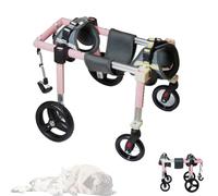 Generic Dog Wheelchair 4-Wheels for Back Legs, Adjustable Dog Carts with Walking Recover Mobility Aids, Lightweight Doggy Wheelchairs for Disabled Hind Legs, Pet Leg Brace and Hip Support(Pink,XXL)