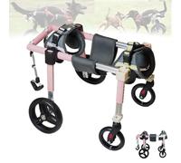 Generic Dog Wheelchair for Back Legs Adjustable, 4-Wheels Dog Carts with Walking Recover Mobility Aids, Lightweight Pet Wheelchairs for Injured, Disabled, Paralysis, Hind Limb Weak Pet(Pink,XL)