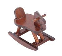 Generic Doll House Miniature Wooden Rocking Horse Exquisite Decorative Model for Doll House Accessories, Ideal for Enchanting Scenes, Birch Wood Construction (Brown)