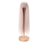 Generic Doll Long Straight Wig Soft Hair for 18.5-21cm Doll Head Circumference, High Temperature Silk Wig for Dolls with Bangs for Styling (Light Gray Pink)