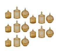 Generic Dollhouse Candy Containers with Interactive Lids for Vintage Displays 15 Units in 3 Shapes PVC (Brown)