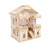 Generic Dollhouse House Playset With Three Level Layout Balconies And Staircases Buildable Rooms For Role Play And Storytelling Suitable for Children Playroom Family Time Gift Giving, White