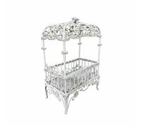 Generic Dollhouse Miniature Canopy Bed Iron Birdcage Scrollwork Wrought Detailing European Touch Furniture Suitable for Collector Scene Room Miniature Garden Diorama