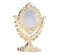 Generic Dollhouse Mirror, Mirror of Realistic Doll House Furniture Exquisite for the Home (Golden round shape)