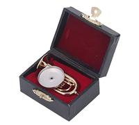 Generic Dollhouse Tuba Model Stylish Brass Gold Plated Miniature Musical Instrument with Pedestal Music Lovers, Desk Decor, 4 Inch