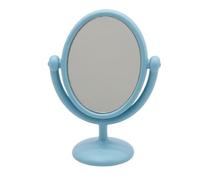 Generic Dollhouse Vanity Mirror Miniature Table Dressing Oval Makeup Compact Metal Look For Tiny Bedrooms Vanity Corners Display Dioramas, Blue