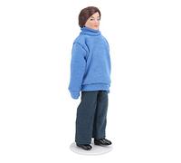 Generic Dollhouse Young Man Figure, Mini Porcelain People with Blue Sweater, 1:12 Scale Dollhouse Decoration, 5.9 Inches Doll House Figure for Display and Collection