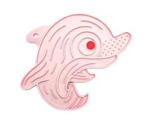 Generic Dolphin Shaped Cat Silicone Slow Feeder for Reducing Anxiety and Encouraging Foraging Behavior for Small to Medium Cats 20x15cm (Pink)