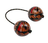 Generic Double Ball Hand Shaker Unique Wooden Kashaka Instrument for Music Enthusiasts Performance Rosewood 8.66 X 1.77in (Hand Painted Shaker Ball)