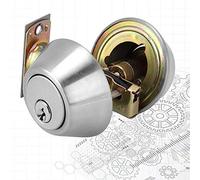 Generic Double Cylinder Stainless Steel Security Door Lock with Key Control Function for Wood Doors, Anti Theft Lock for Front and Rear Doors, Silver Color (Silver)