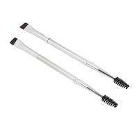 Generic Double Ended Spiral Eyebrow Brush Soft Hair Makeup Tool for Weddings Home Silver 2pcs