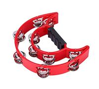 Generic Double Jingles Tambourine for Percussion Musical Instrument, Coordination Exercise Handbell Tambourine for Kids, Plastic for Family Gatherings, Various Colors Available (Red)