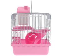 Generic Double Layer Hamster Cage Breathable Design Plastic Material Pink Small Pet House Allows Hamster to Bite or Scratch Freely for Small Animals