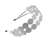 Generic Double Layer Metal Coin Headband for Women Belly Dance Accessories with Silver, Vintage Style Hairband Suitable for Festival and Parties, Prevents Slipping and Fits Diverse Hair