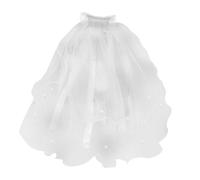 Generic Double Layer Pearl Bowknot Veil Soft Tulle Wedding Hair Accessory for Elegant Headpiece Matching Crowns and Dresses Easy to Fix White