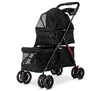 generic Double Pet Stroller for Dogs and Cats One-Hand Foldable Dog Stroller with Safety Belts Cup Holder & Lockable Wheels Cat Strollers for Daily Walks & Outdoor Use