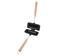 Generic Double Sided Maker Flip Grill Pan Lightweight Portable Design for Camping 2 Pack (Black Pan Solid Wood Handle)