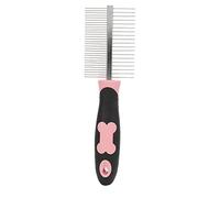 Generic Double Sided Stainless Steel Cat Grooming Comb for Dogs Cats, Helps Control Flea Infestation, 7.3x2in (Pink)